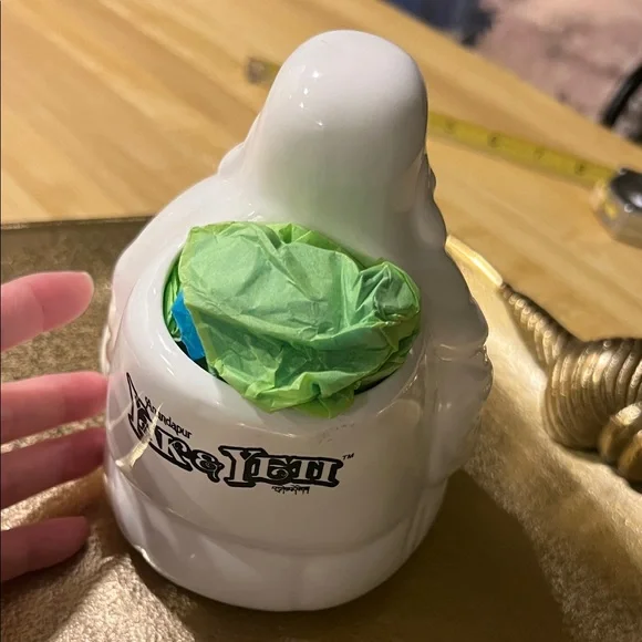 #1197** Lucky Buddha: Yak & Yeti White Ceramic Figurine - Picture 10 of 12